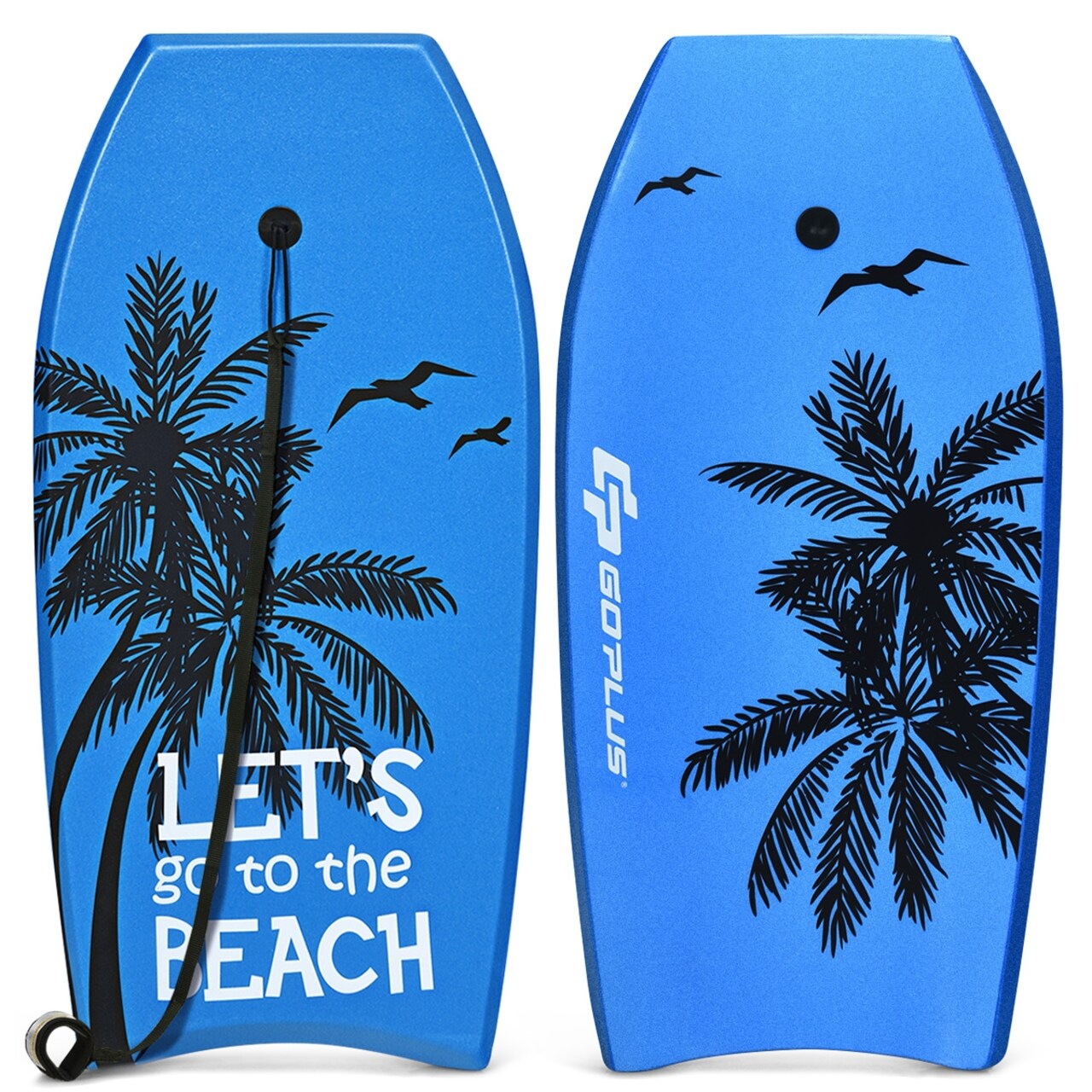 Blue Bodyboard for Surfing with Leash, Leash Wristband, and Durable Construction